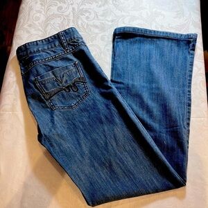 Etam Flare Denim Jeans with Embroidery pocket detail Size 9